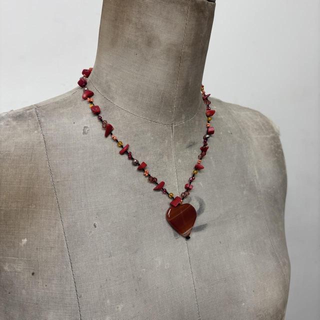 Brown gemstone heart necklace