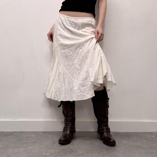 White cotton flared maxi skirt