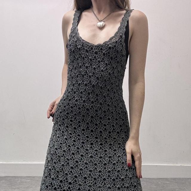 Sheer layered crochet midi dress