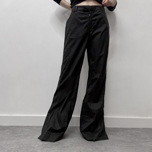 Diesel black slit flare trousers