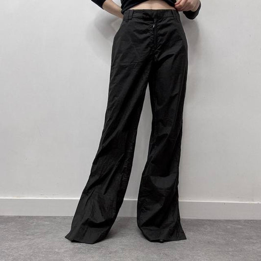 Diesel black slit flare trousers