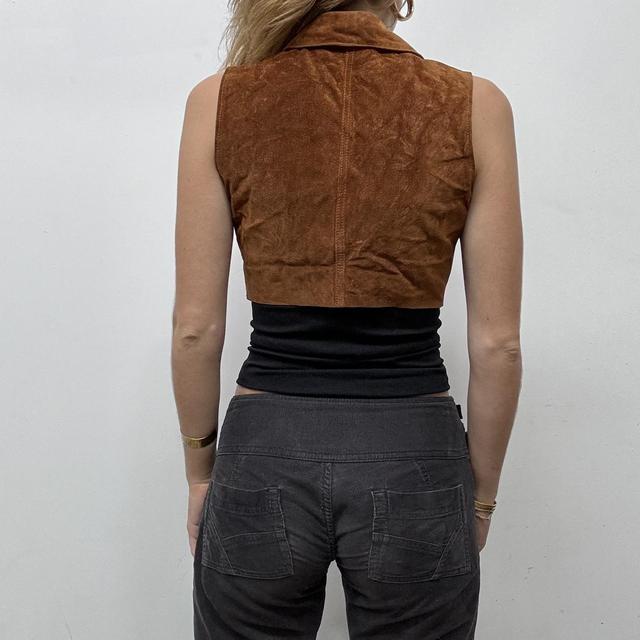 Cropped suede western waistcoat vest