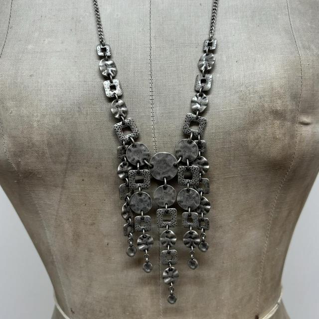 Hammered silver chain necklace