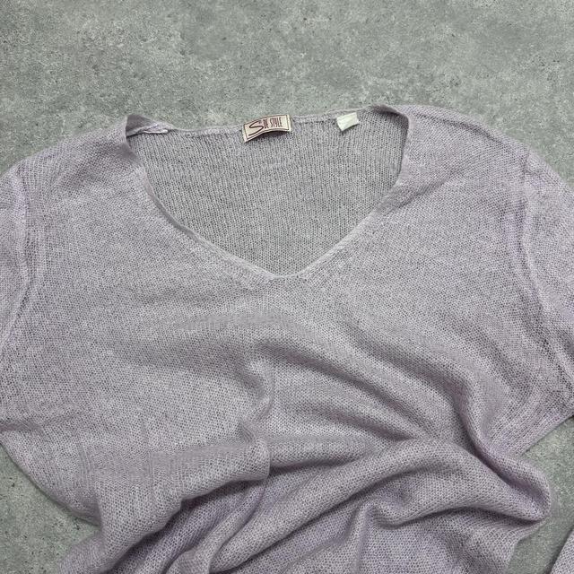 Sheer lilac mohair slouchy knit jumper