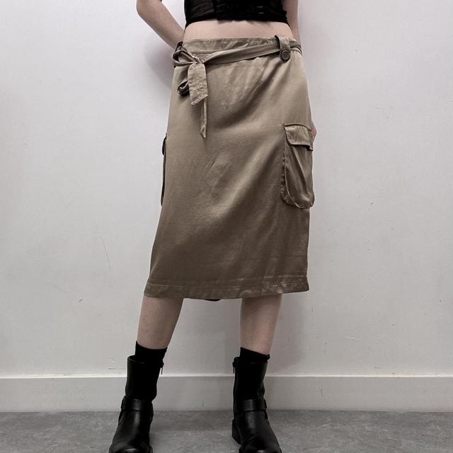 Silk cargo midi skirt