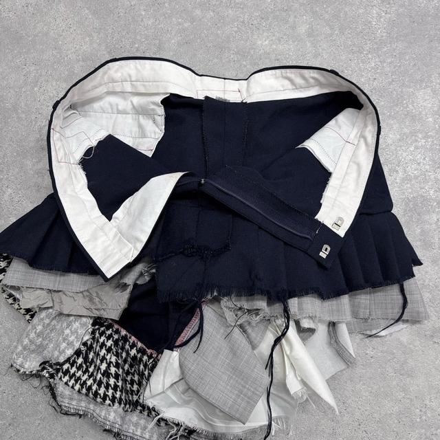 Ruffle patchwork pleated mini skirt