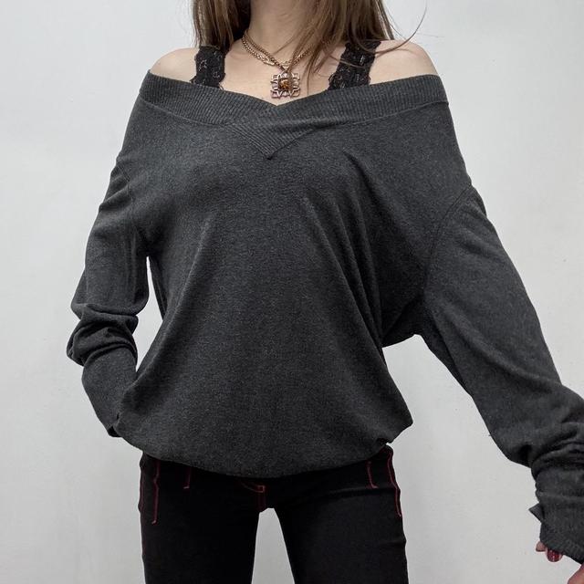 Grey oversized slouchy knit jumper