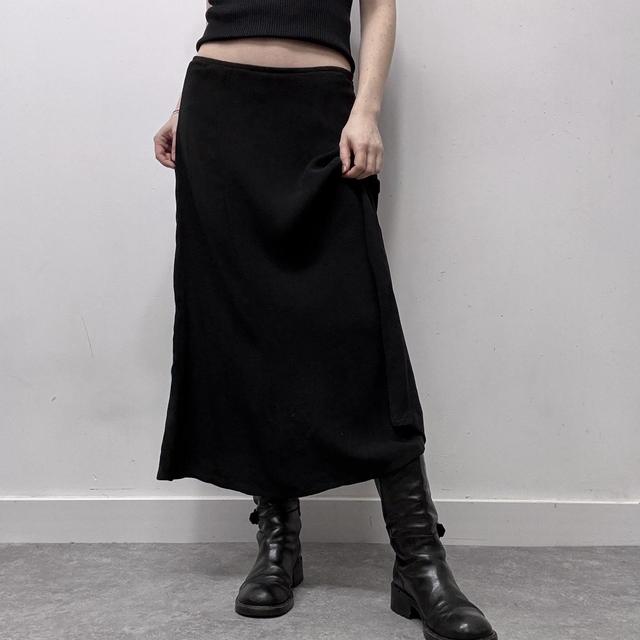 Black sheer layered midi skirt