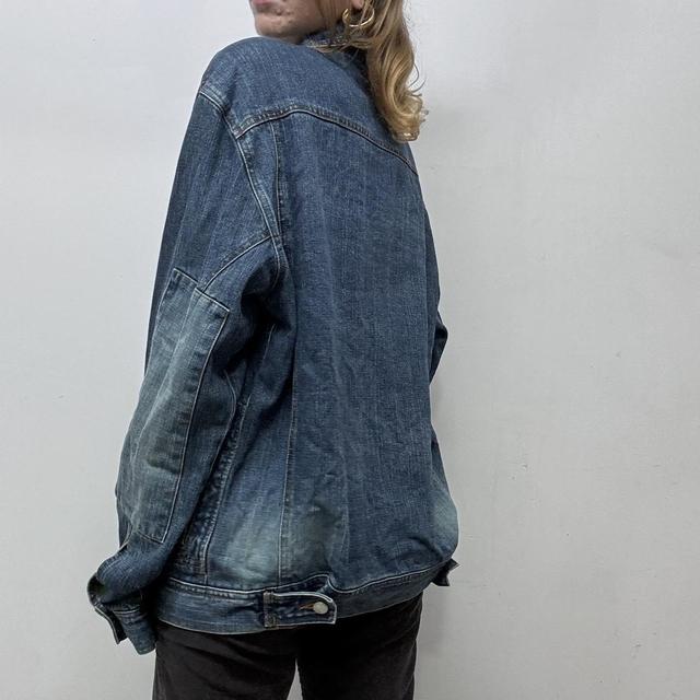 Oversized distressed denim jacket
