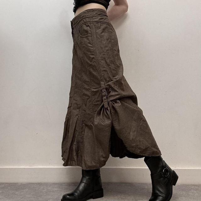 Brown linen asymmetrical skirt