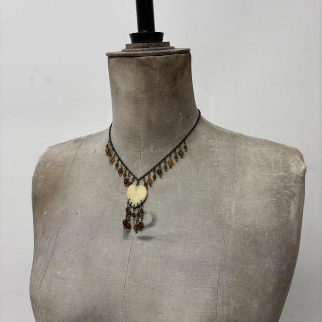Brown gemstone heart necklace