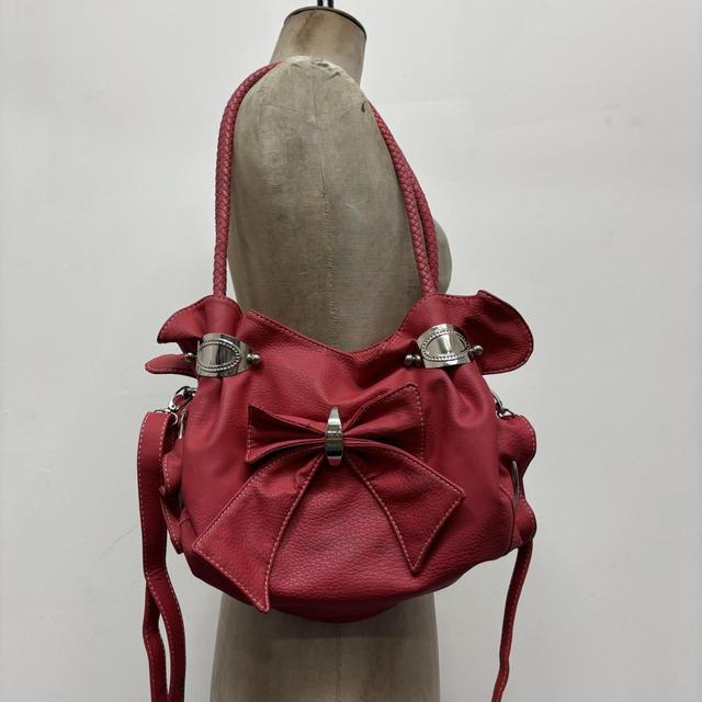 Red leather bow bag