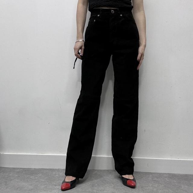 Black suede trousers