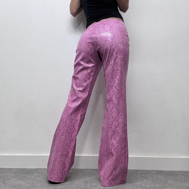 Y2k hot pink snake skin Morgan flared trousers