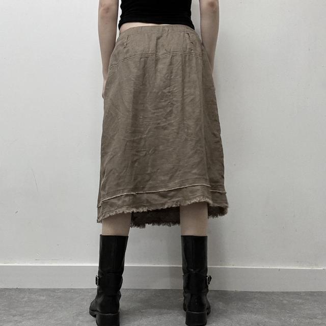Linen distressed pleated skirt