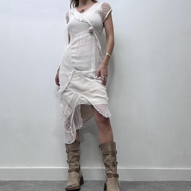 Sheer cream layered silk fairy dress