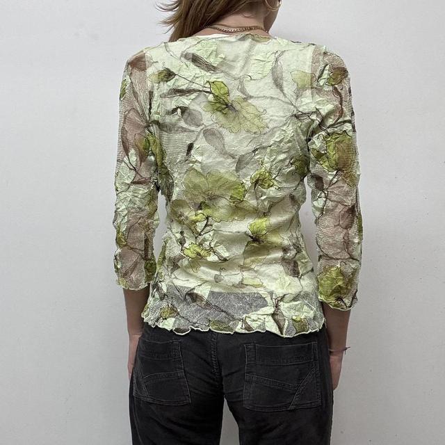 Sheer layered crinkle fairy pixie leaf top