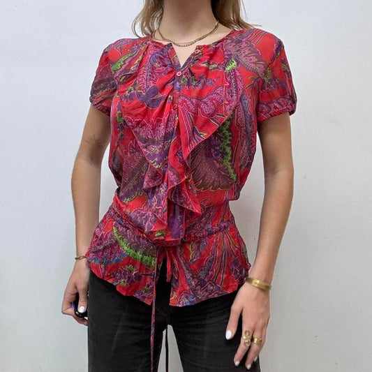 Sheer floral silk paisley shirt