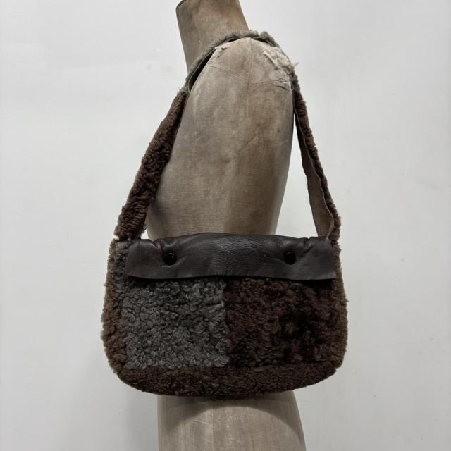 Brown sheepskin fur bag