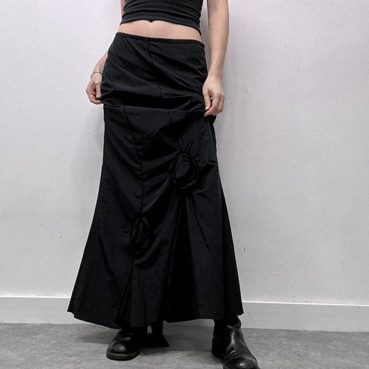 Black draped gothic maxi skirt