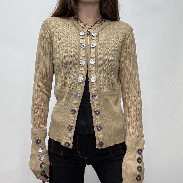 Tan knit button cardigan