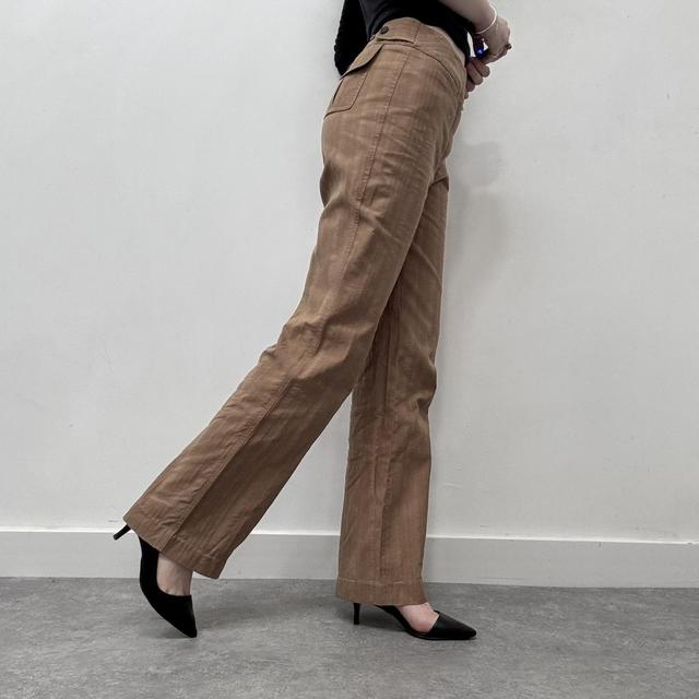 Tan flare pinstripe pants