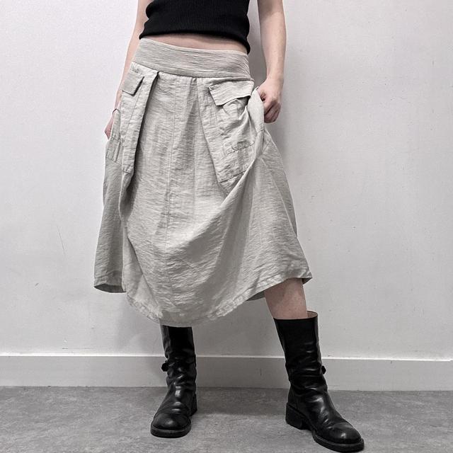 Grey cargo puff balloon skirt