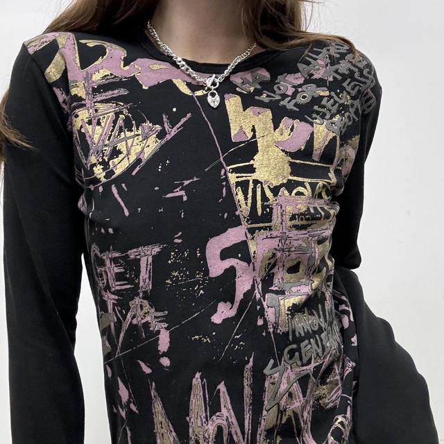 Graphic grunge text print tshirt