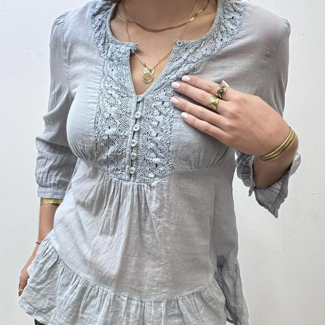 Vintage lace blue blouse