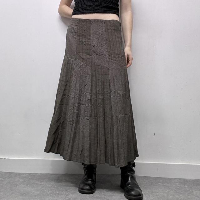 Grey pinstripe pleated pinstripe maxi skirt
