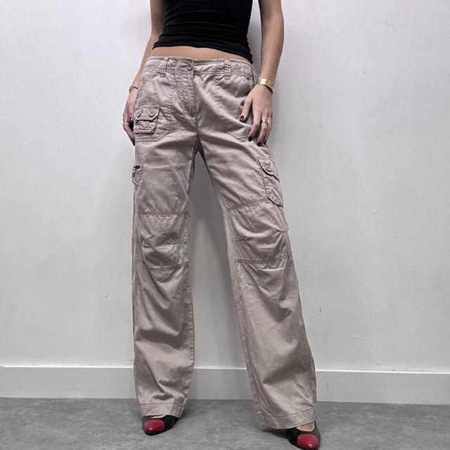 Tan wide leg cargo trousers