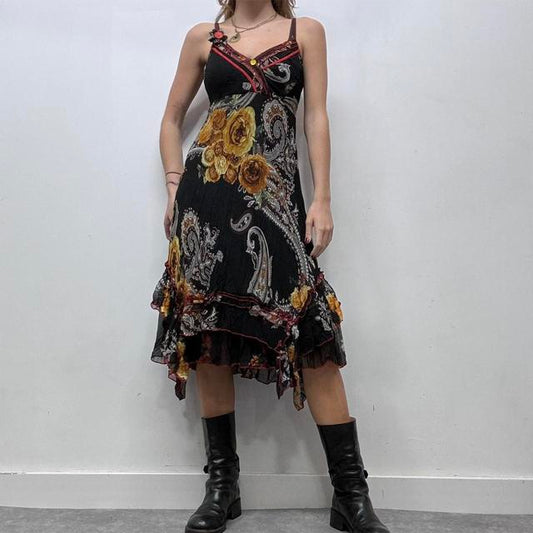 Graphic paisley patterned midi dress