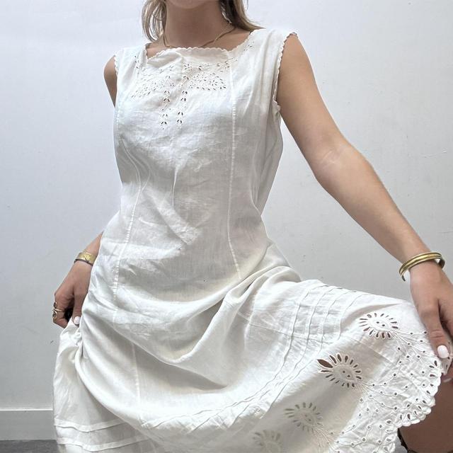 White cotton lace antique dress