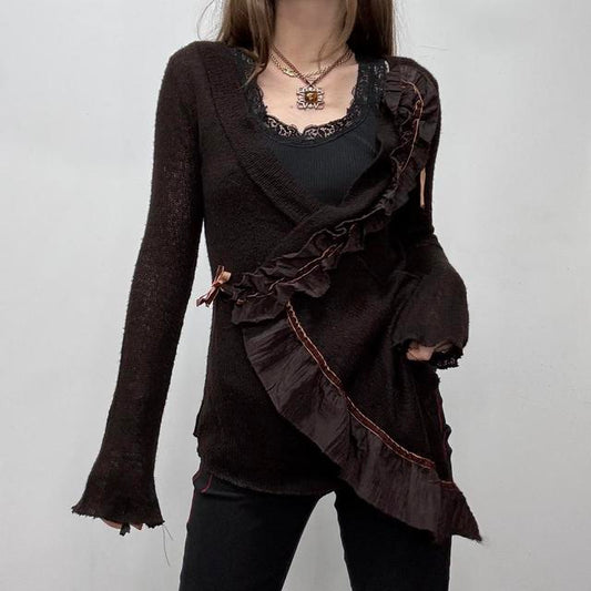 Slouchy wide neck knit cardigan