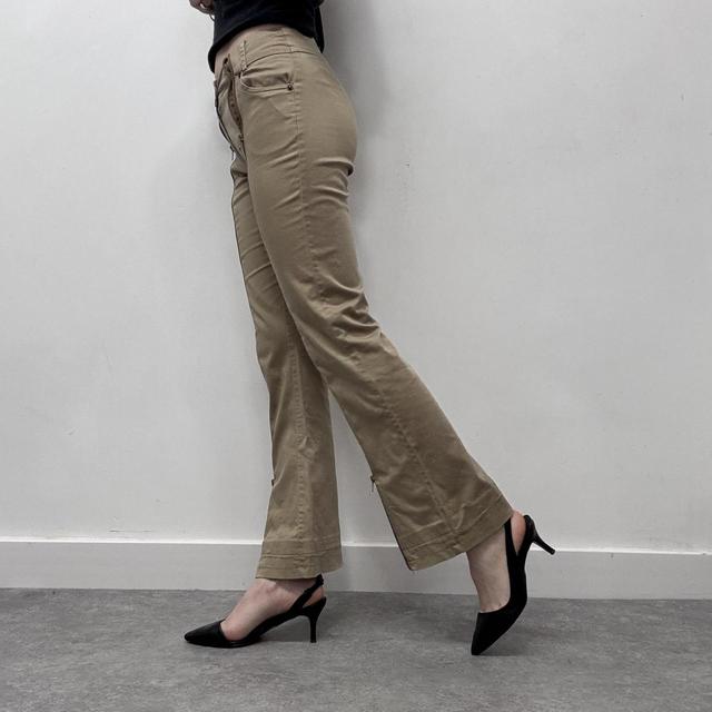 Zipper flared chino trousers