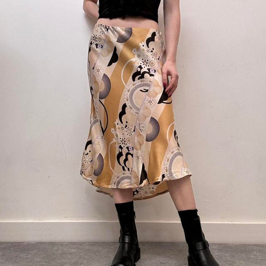 Floaty silky flare print skirt
