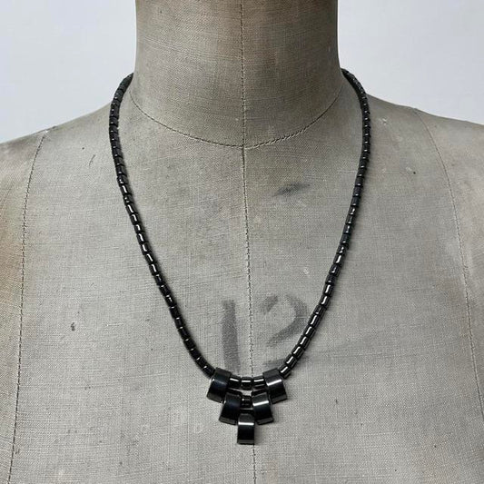 Beaded gothic hematite necklace