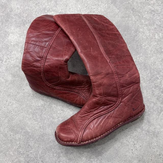 Red leather Dr marten moto boots