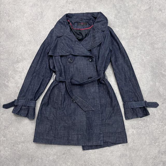 Denim cropped trench coat mac