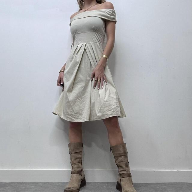 Cotton tan flare dress