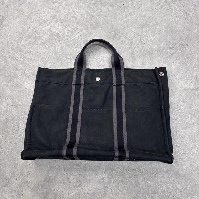 Black hermes canvas tote