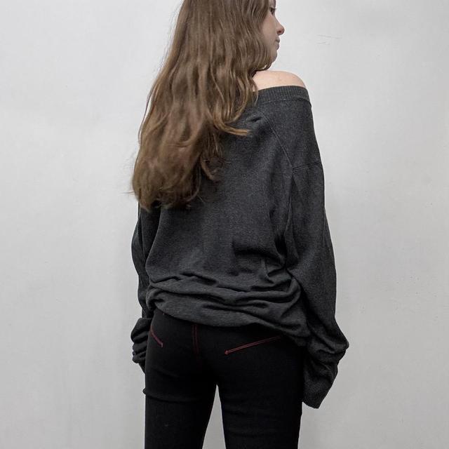 Grey oversized slouchy knit jumper
