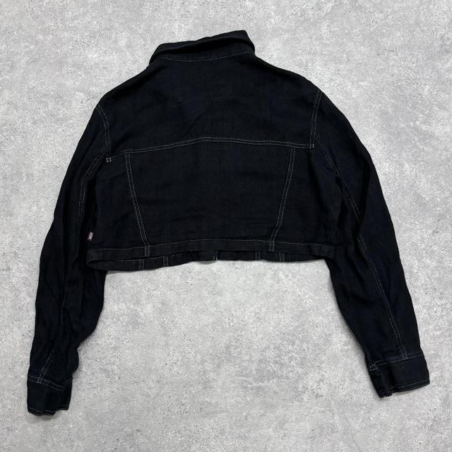 Cropped black linen jacket