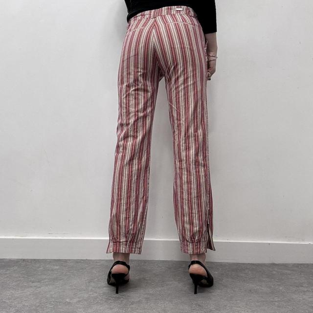 Pinstripe lowrise zip flare cuff pants