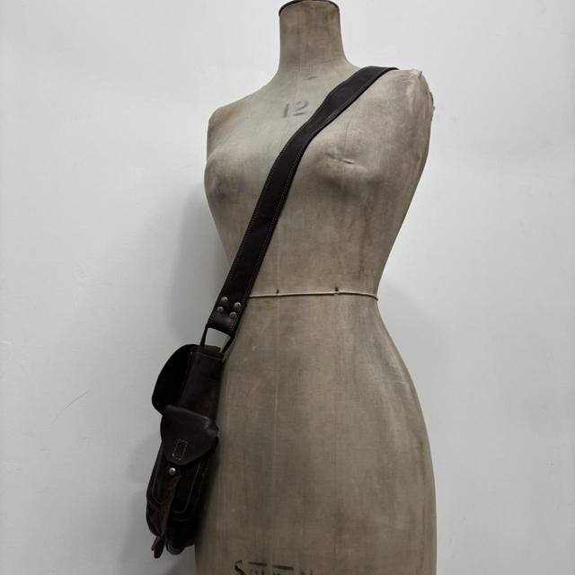 Dark brown leather diesel cargo crossbody bag