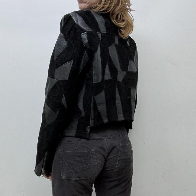Black suede leather asymmetric biker jacket