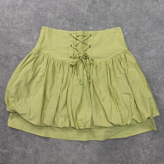 Puff gingham corset mini skirt