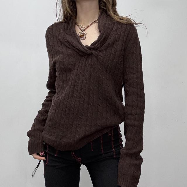 Slouchy brown knit jumper