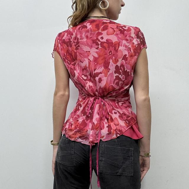 Red silk watercolour flutter shirt