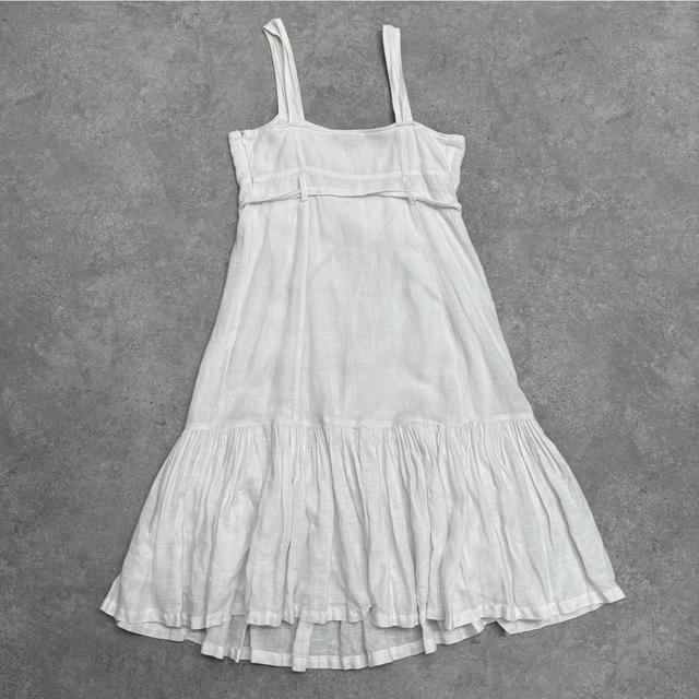 White linen pleated midi dress